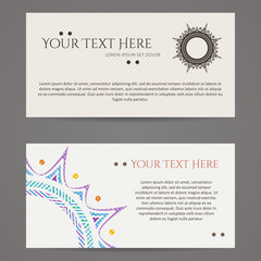 Set of vector design templates. Business card with floral circle ornament. Mandala style.