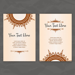 Set of vector design templates. Business card with floral circle ornament. Mandala style.