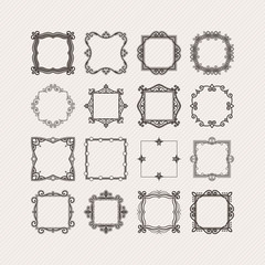 Set of ornate vector mandala borders and frames. Gothic lace tattoos. Celtic weave with sharp corners. 