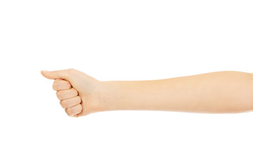 Woman hand with clenched a fist