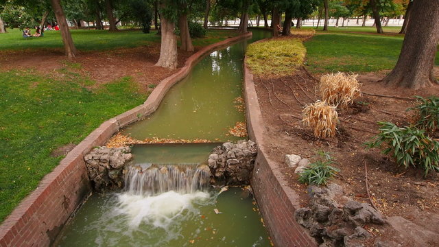 River in Parque del Retiro - Retiro Park in Madrid, Spain
