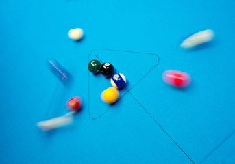 Long exposure pool billiards break