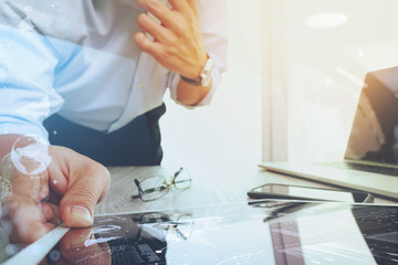 businessman working with digital tablet computer and smart phone
