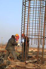 Bridge construction under performing the steel reinforcement of