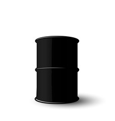 Black Metal Barrel of Oil Isolated on White Background 