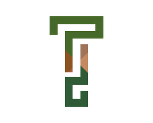 T colorful line letter logo