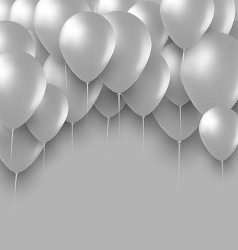 Holiday Background with White Balloons