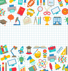Collection of School Colorful Icons, Wallpaper for School