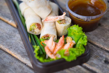 Fresh spring rolls, vegetables wrapped in dough
