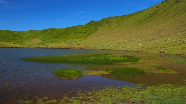 Caldeirao Crater and Lake on Corvo Island, Azores, Portugal
