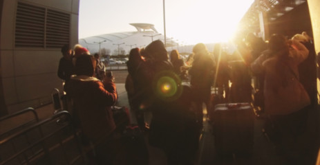 Obraz na płótnie Canvas Passenger at airport.Blurred background.