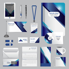 White identity template with blue origami elements. Vector compa © ploygraphic