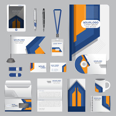 White identity template with blue origami elements. Vector compa © ploygraphic