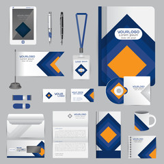 White identity template with blue origami elements. Vector compa © ploygraphic