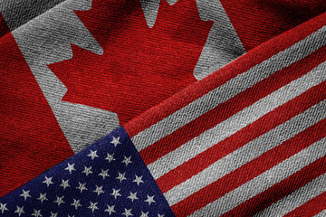 Flags of USA and Canada on Grunge Texture - obrazy, fototapety, plakaty