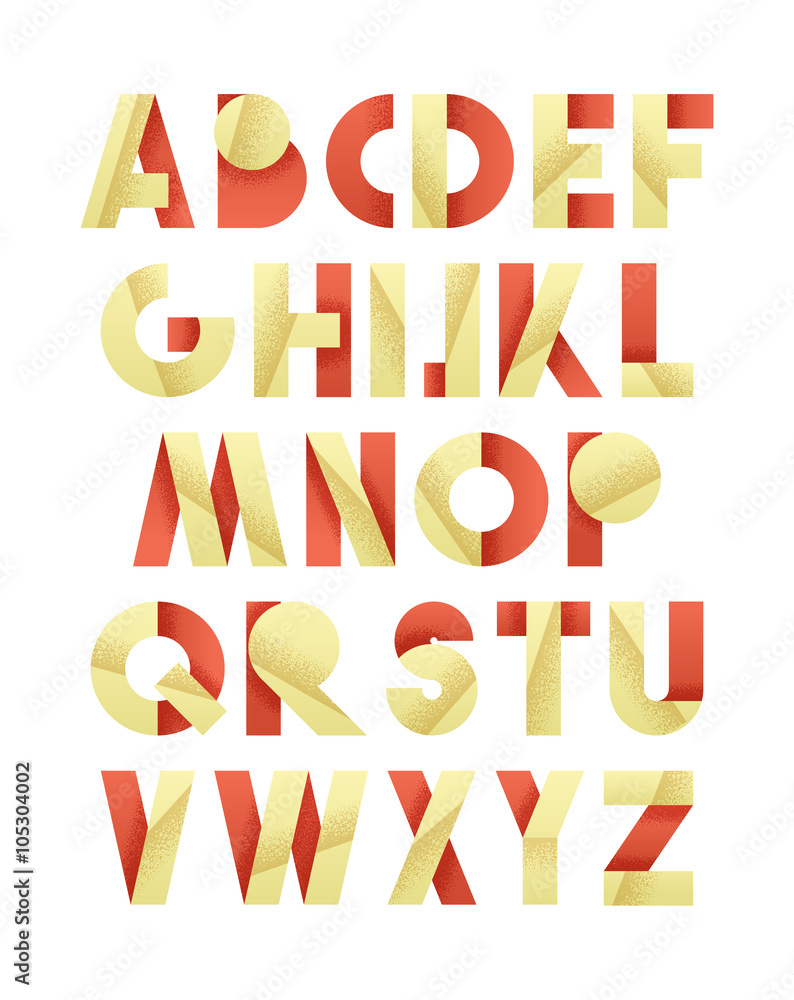 Poster retro font in red and yellow. beige alphabet. letters for retro design directions. vintage set of le