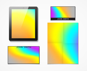 Set of corporate identity with a bright background hologram printing 