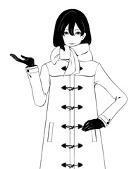 紹介する女性 / ダッフルコート