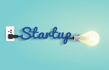 Startup concept with creative light bulb idea