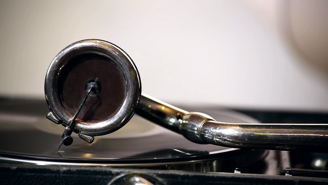 Old gramophone closeup . 4K Resolution (Ultra HD).