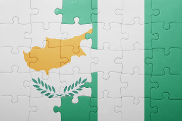 puzzle with the national flag of cyprus and nigeria
