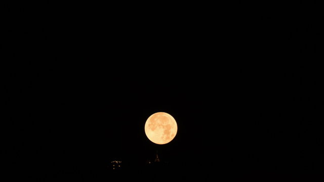 moonset behide buddhism pagoda monument in temple - timelapse