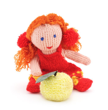 Knitted Doll And Apple.