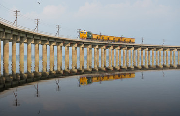 Train on the railway bridge