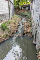 background of Stairway streams of dirty rainy water