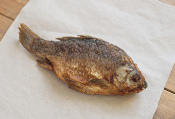fried fish on paper