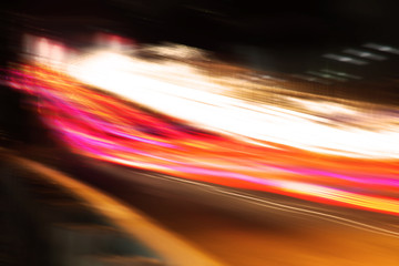 Abstract image of the light trails in night traffic in the city.