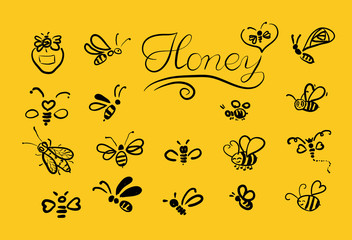 Vector background with bees for your design.