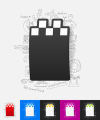 taxi paper sticker with hand drawn elements