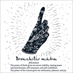 Element yoga Bronchitis mudra hands with mehendi pattern - obrazy, fototapety, plakaty