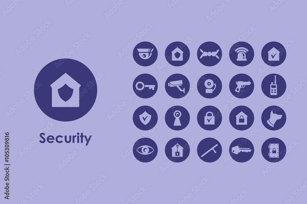 Poster set of security simple icons