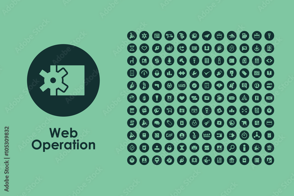 Poster set of web operation simple icons