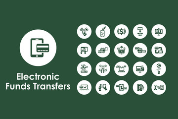 Set of electronic funds transfers simple icons