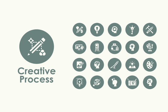 Set Of Creative Process Simple Icons