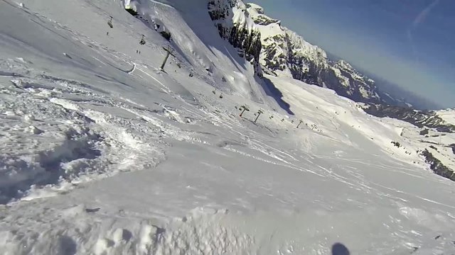 Deep snow skiing clip in Engelberg with action cam.