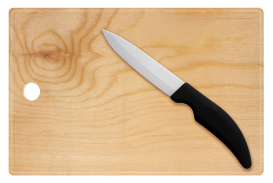 Wooden cutting board and knife