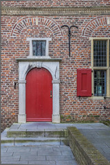 Red door of the Petershuis in Gennep