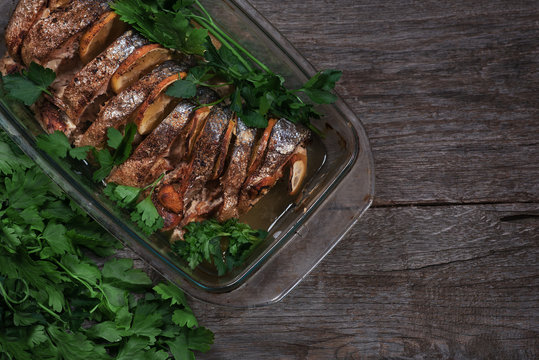 Salmon Baked In The Oven With Lemon And Fresh Herbs