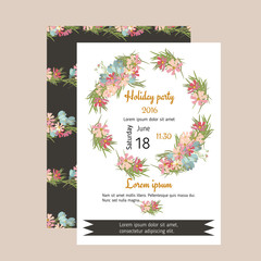 Floral cosmos flowers and crocus retro vintage background