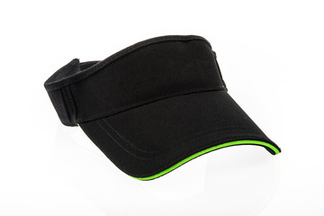 Adult golf black and green visor on white background