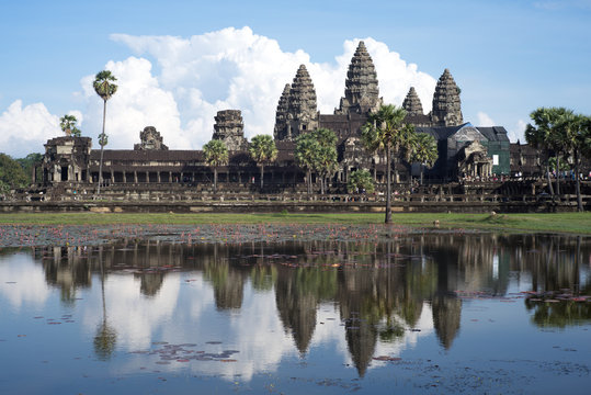angkor wat and reflex in the water