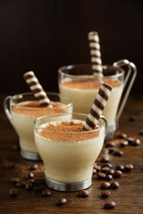Tasty dessert with coffee and cream.