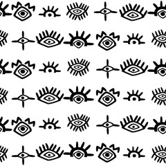 Stylized hand-drawn eyes seamless pattern