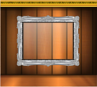 Vintage picture frame isolated on wood background