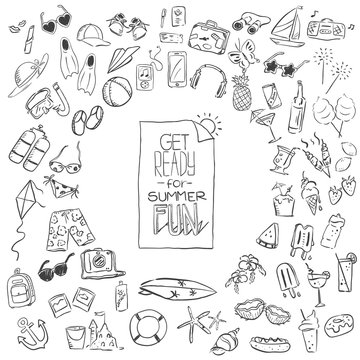 Summer objects Icons outline pack