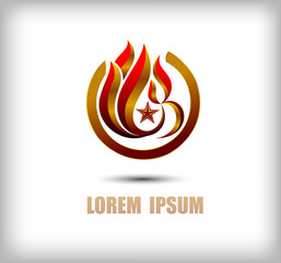 Flame - vector logo concept illustration. Red and gold fire sign. Vector logo 